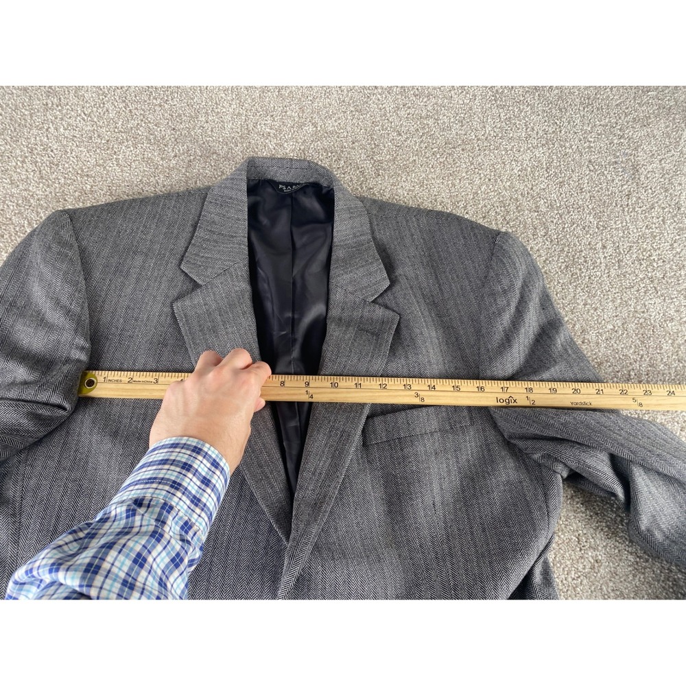 Jos A Bank Classic Collection Grey Herringbone 100% Wool Blazer Sport Coat 44L - Picture 9 of 14